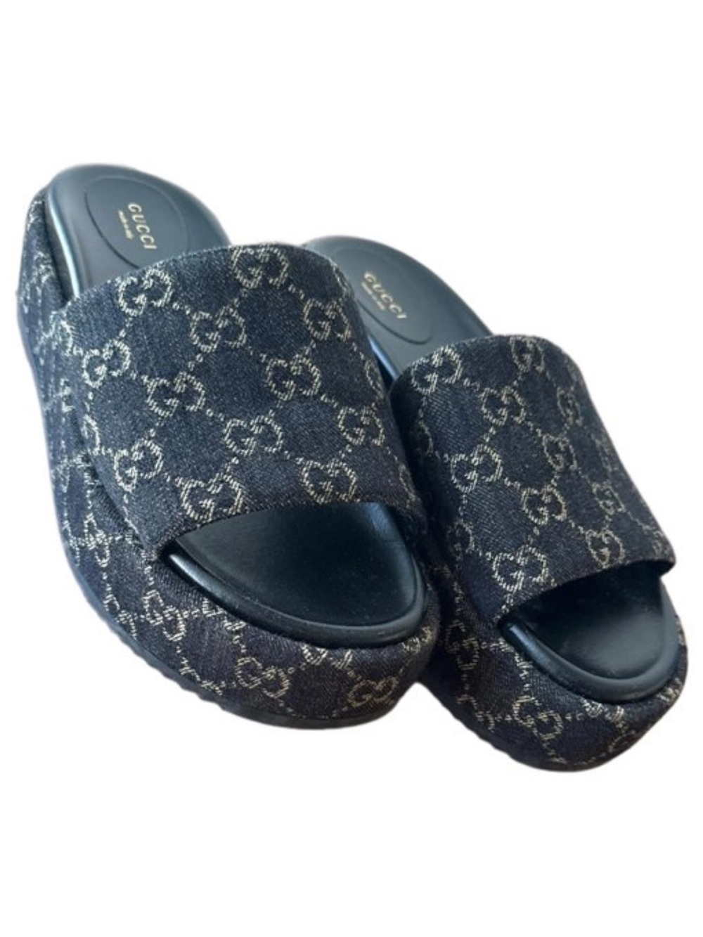 Gucci Black GG Canvas Platform Slide Mules - Picture 3 of 4